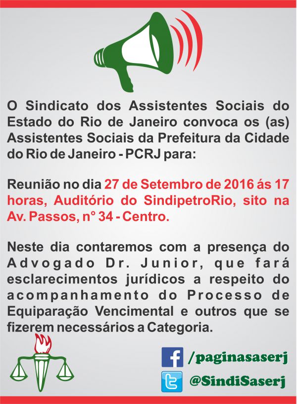 HOJE: REUNIÃO COM ASSISTENTES SOCIAIS DA PREFEITURA DO RIO DE JANEIRO - PCRJ